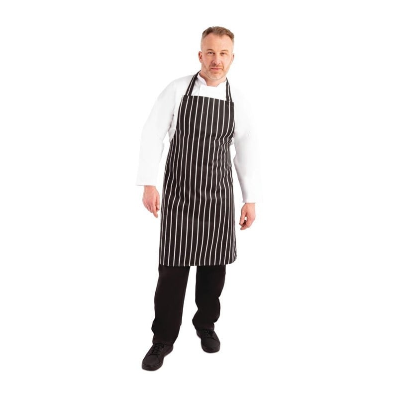 Schort Gestreept Zwart En Wit 760 X 970 Mm - Whites Chefs Clothing - Fourniresto