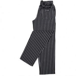 Broek voor de keuken unisex baggy gestreept zwart en wit - Maat L - Chef Works - Fourniresto