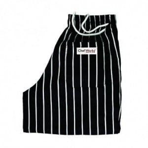 Koksbuis Unisex Baggy Gestreepte Zwart en Wit - Maat M - Chef Works - Fourniresto