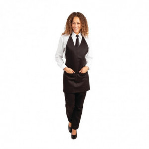 Kellnerschürze mit V-Ausschnitt in Schwarz aus Polycotton 838 x 698 mm - Whites Chefs Clothing - Fourniresto