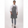 Bib Apron with Adjustable Neck Strap and Double Pocket Gray 610 x 860 mm - Chef Works - Fourniresto