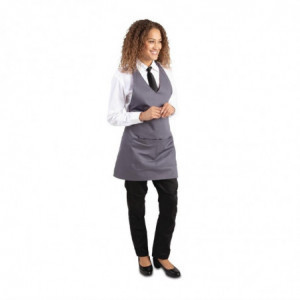 Schort voor ober V-hals Grijs Antraciet van Polycotton 838 x 698 mm - Whites Chefs Clothing - Fourniresto