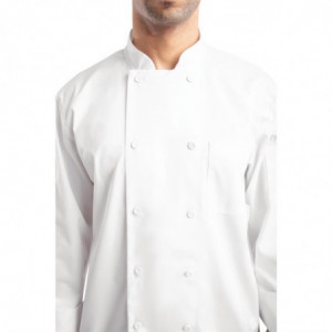 White Unisex Long Sleeve Calgary Kitchen Jacket - Size L - Chef Works - Fourniresto