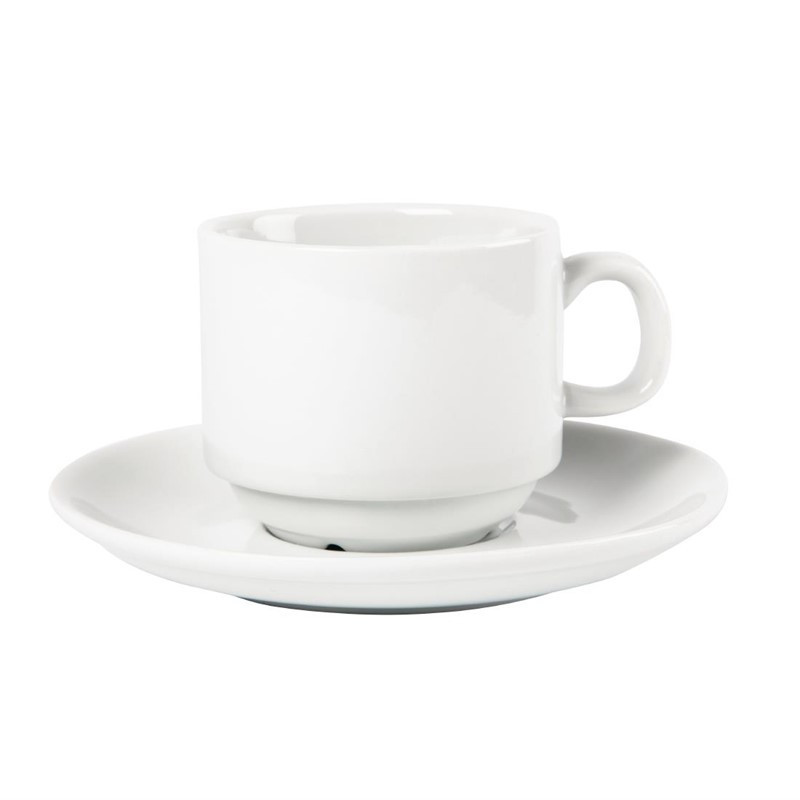 Stapelbare Witte Theekop Whiteware 200 Ml Ø 80 Mm - Set Van 12 - Olympia - Fourniresto