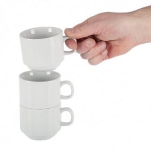 Stackable White Cup Whiteware 200 ml Ø 80 mm - Set of 12 - Olympia - Fourniresto
