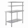 Stainless Steel Table With 2 Upper Shelves 1800 X 600 Mm - Vogue - Fourniresto