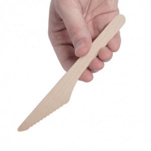 Biodegradable Wooden Knife 165 mm - Pack of 100 - Fiesta Green - Fourniresto