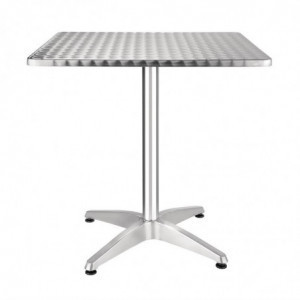 Square Bistro Table in Stainless Steel - 700 x 700 mm - Bolero - Fourniresto