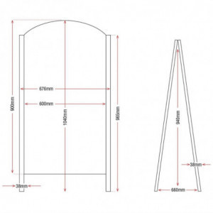 Panneau de Trottoir Noir Structure Métallique 675 x 660 mm - Olympia - Fourniresto