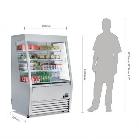 Refrigerated Wall Display Case Positive 3 Shelves 918 mm - Polar - Fourniresto