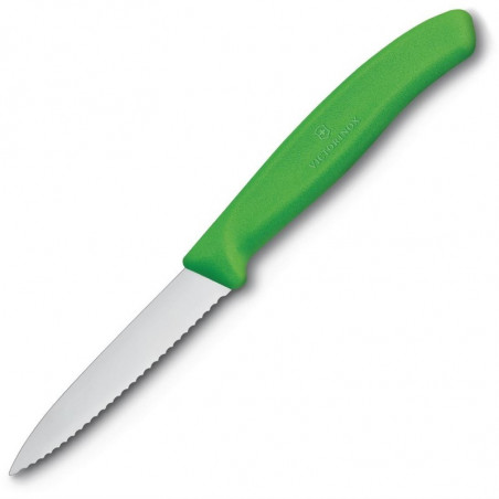 Groen Officemes met gekarteld lemmet van 8 cm - Victorinox - Fourniresto