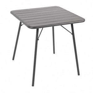 Tafel met grijze latten van staal 700 x 700 mm - Bolero - Fourniresto