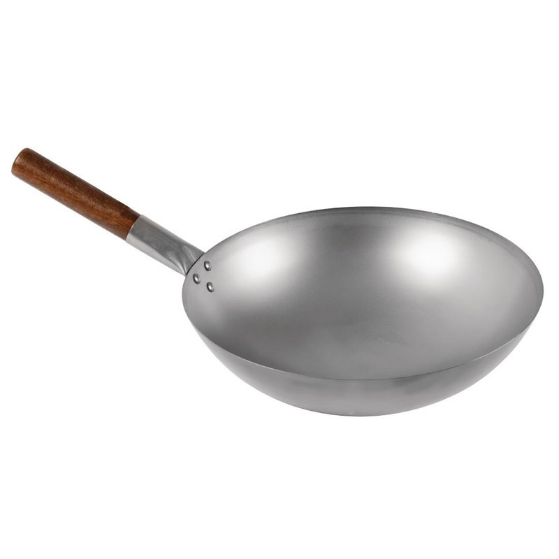 Wok met halfronde bodem van staal Londonwok Ø 38 cm - FourniResto - Fourniresto