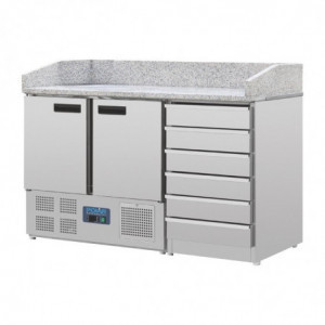 Pizza counter with marble top, 2 doors, 6 dough drawers G Series - Polar - Fourniresto