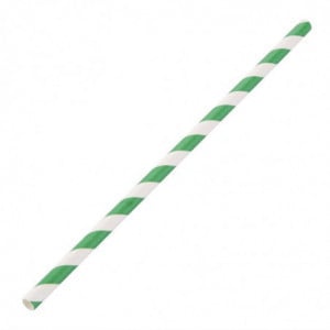 Pailles en Papier Compostables Rayées Vert et Blanc 210mm - Lot de 250 - Fiesta Green - Fourniresto