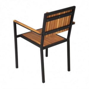 Stalen en Acacia Stoelen - Set van 4 - Bolero - Fourniresto