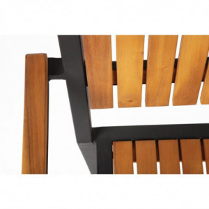 Stalen en Acacia Stoelen - Set van 4 - Bolero - Fourniresto
