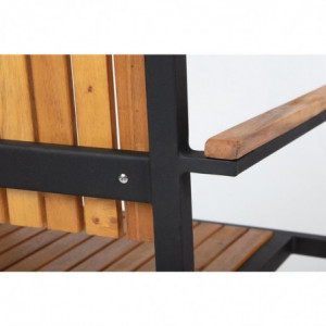 Stalen en Acacia Stoelen - Set van 4 - Bolero - Fourniresto