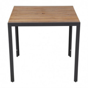 Table Carrée en Acier et Acacia 80 cm  - Bolero - Fourniresto