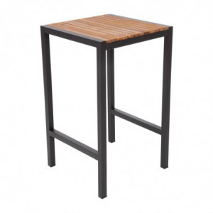 Square Steel and Acacia High Table 60 cm - Bolero