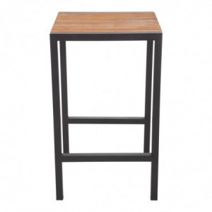 Square Steel and Acacia High Table 60 cm - Bolero