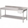 Chef's Table with Sink on the Right and Stainless Steel Backsplash - L 1600 x 700mm - Gastro M