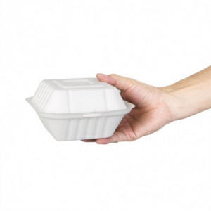 Scharnierende bagasse bakjes composteerbaar - 500 ml - Set van 250 - Fiesta Green