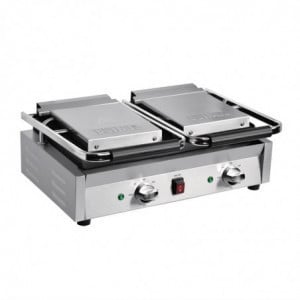 Dubbele Bistro Contactgrill Geribbeld/Geribbeld in RVS - Buffalo