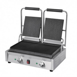 Double Contact Grill Grooved/Grooved in Stainless Steel - Buffalo