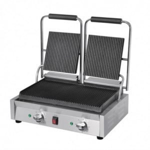Dubbele Bistro Contactgrill Geribbeld/Geribbeld in RVS - Buffalo