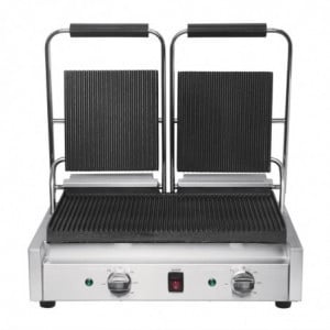 Dubbele Bistro Contactgrill Geribbeld/Geribbeld in RVS - Buffalo