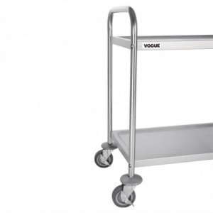 Kleiner Abräumwagen aus Edelstahl - 2 Ebenen - L 710 x T 405mm - Vogue