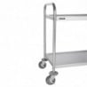 Kleiner Abräumwagen aus Edelstahl - 2 Ebenen - L 710 x T 405mm - Vogue