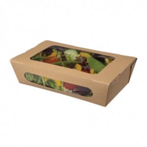 Saladebakjes van Kraft met venster - 1000 ml - Pak van 200 - Colpac