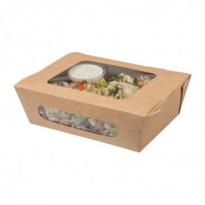 Saladebakjes van Kraft, recyclebaar met acetaatvenster - 825 ml - Set van 200 - Colpac