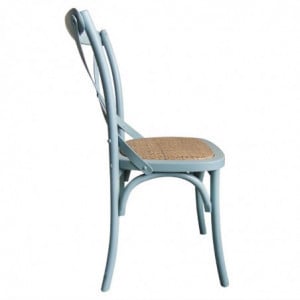 Houten stoelen met gekruiste rugleuning - Blauw - Bolero - Fourniresto