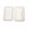 Meal Boxes in Bagasse with Hinged Lid - L 228mm - Pack of 200 - Vegware