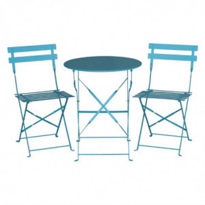 Chaises de terrasse en acier - bleu turquoise - Lot de 2 - Bolero - Fourniresto