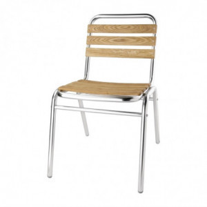 Bistrostühle aus Esche und Aluminium - 4er-Set - Bolero - Fourniresto