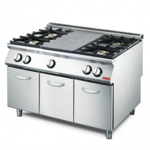 Gas Hotplate 700 With 4 Burners On Open Cupboard - Gastro M
