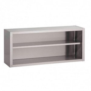 Wandschrank aus Edelstahl mit offener Tür - B 1600 x T 400 mm - Gastro M