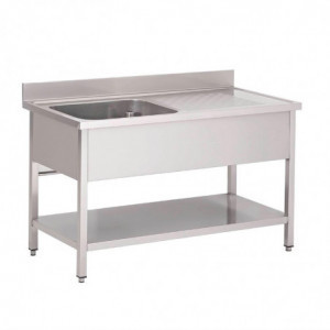 Edelstahlspüle mit unterem Regal 1 Becken links-L 1200 x T 700 mm - Gastro M