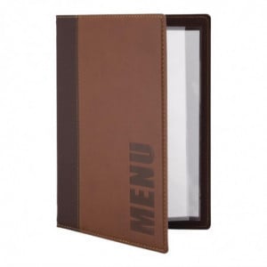 Contemporary A5 Light Brown Menu Cover - Securit - Fourniresto