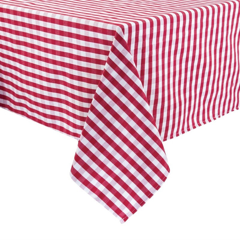 Vierkant tafelkleed met rode ruiten van polyester 1780 x 1780mm - Mitre Essentials - Fourniresto