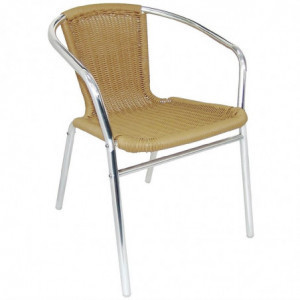 Rieten en aluminium stoelen - Set van 4 - Bolero - Fourniresto