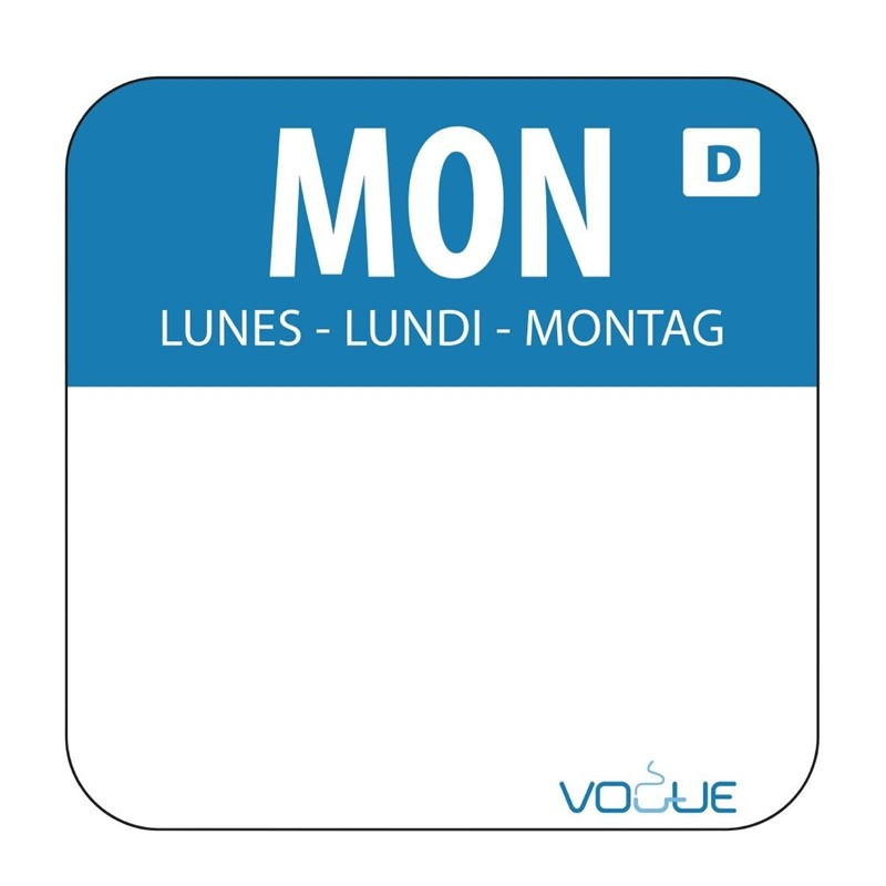 Lösliche Lebensmittel-Etiketten "Montag" - Packung mit 1000 - Vogue