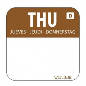 Oplosbare Etiketten Voor Voedsel "Donderdag" - Doos van 1000 - Vogue