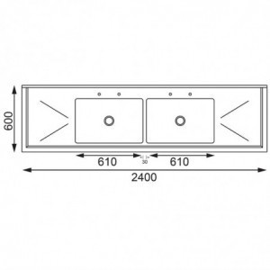 Evier en Acier Inoxydable  -L 2400 X P 600mm - Vogue