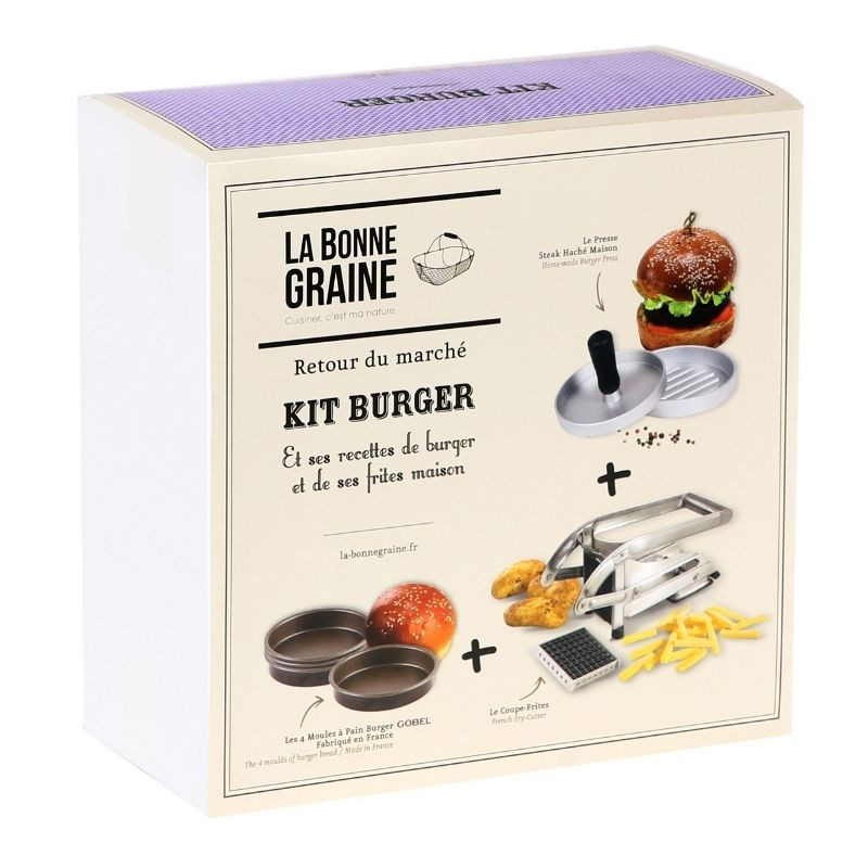 Burger Kit with Burger Press, Burger Bun Molds, and Fry Cutter - TELLIER