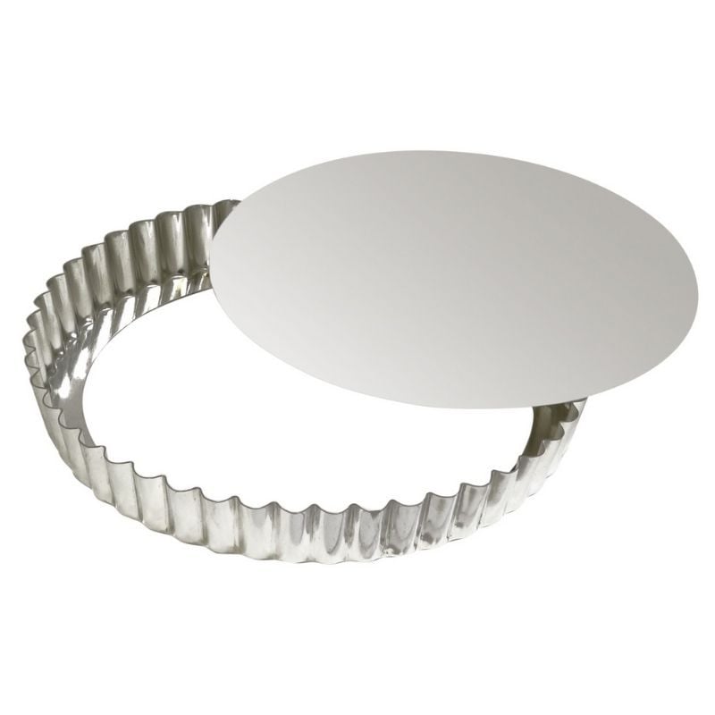 Fluted Round Tart Pan with Removable Bottom - Tinplate - Ø 280 mm - TELLIER